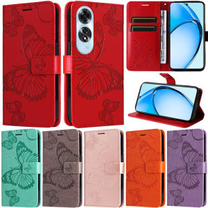 Luxury Big Butterfly Case For Oppo A79 A60 A38 A18 A78 5G A17 A57S A3 Pro 5G A3 4G A78 4G A58 4G A17K Retro Wallet Card Slot Leather Flip Stand Skin Protect Cover