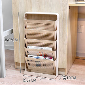 ชั้นวางหนังสือแบบตั้งขึ้นได้สำหรับห้องเรียน ชั้นวางหนังสือแบบประหยัดพื้นที่ ชั้นวางหนังสือแบบลำลอง สไตล์เรียบง่าย สีพื้น