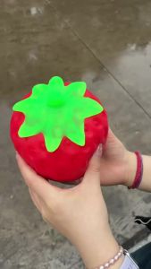 Jumbo Strawberry Fruit Squishy Toy Slow Rising Stretchable Venting Ball Squeeze Anti-Anxiety Sensory Fidget Toy for Adults Gifts