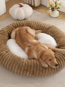 หมอนรองที่นอนทรงกลมสำหรับสุนัขขนาดกลางและใหญ่ ขนสัตว์เทียม ขนกระต่าย ฤดูใบไม้ผลิ ฤดูร้อน ฤดูใบไม้ร่วง ฤดูหนาว รองที่นอนสำหรับแมวและสุนัข