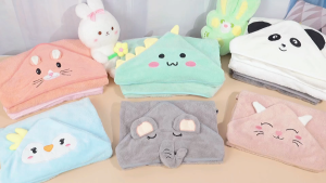 Baby Hooded Towel Newborn Baby Blanket Swaddle Super Soft Bath Towel Coral Fleece Cartoon Beach Towel for Kids Gift