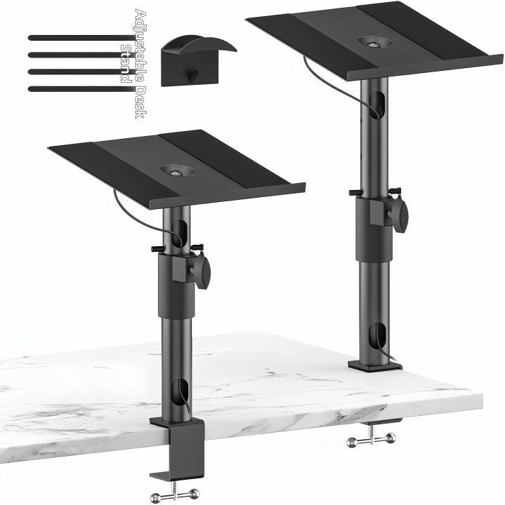 Hi Fi Riser Desktop Speaker Stand Clamp Type Table Mount Audio Visual Equipment ...