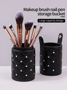 1pcs black rivet buckle makeup brush storage cylinder dustproof makeup brush storage brush bucket portable makeup storage tool
