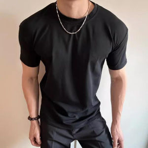 Cleanfit Black American Style Pure Cotton Heavyweight Short Sleeve round Neck T-Shirt Fitness Sport Five Sleeve Loose Fit Youth Trend Summer