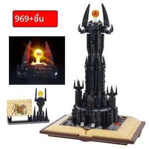 หอคอยสีดำสุดสร้างสรรค์หนังสือบล็อกตัวต่อหนังสือมหัศจรรย์จากผู้เชี่ยวชาญหอคอยสีดำพร้อมไฟประกอบของเล่นสำหรับเด็ก