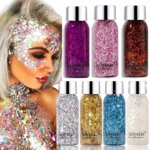 10color Body Glitter Sequins Gel Longlasting Liquid Face Shimmer Multicolor Eye Shadow for Party Music Festival Makeup Accessory