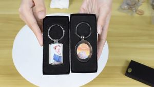 พวงกุญญแจสกรีนรูปภาพ สั่งสกรีนได้ พร้อมกรอบใส่หรู พร้อมส่ง