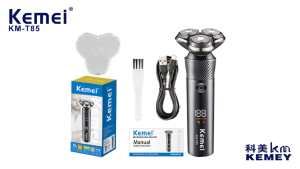 Kemei KM-T85 Waterproof Electric Shaver for Men | Cordless Rechargeable Razor with LED Display | 3D Floating Blade System