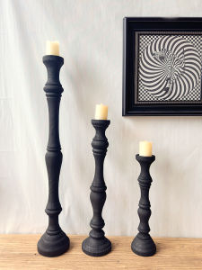 Black Refined Wooden Charcoal Candle Holder