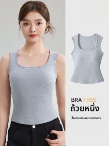 MiiOW | เสื้อกั๊กสายเดี่ยวผ้าฝ้ายแท้สำหรับผู้หญิง ฤดูร้อนปี 2025 ทรงหลวม แขนกุด ทรงหลวม ดีไซน์หรูหรา เสื้อชั้นในแบบมีแผ่นเสริมหน้าอก