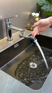 1080° ก๊อกต่อหมุนได้ พับได้ หัวต่อกันน้ำกระเด็น สากล หัวต่อก๊อกน้ำ หัวต่อก๊อกน้ำ หมุนได้ ก๊อกน้ำแขนหุ่นยนต์ 2โหมด แขนกลสแตนเลสพร้อมไส้กรอง