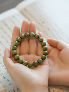 Green Sandalwood Buddha Beads Bracelet Mens Single Circle Hand Chain Couple Wooden Student Bracelet Fashion Jewelry