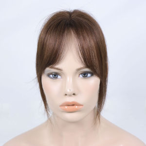 Human Hair Wispy Bangs Natural Black Clip In Air Bangs Fringe with Temples Remy Hairpiece for Women Brown French Bangs