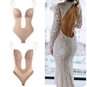 Shapewear Big cup Open back Slimming Plus size Wedding wear Adjustable Invisible Strapless Push up Corset Bodysuit One piece Shape Women