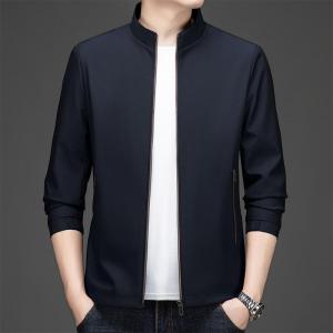 แจ็คเก็ตฤดูใบไม้ร่วง/ฤดูหนาวสำหรับผู้ชาย คอตั้ง ทรงสลิมฟิต ป้องกันลม ป้องกันรอยยับ แจ็คเก็ตแบบสั้น สไตล์ธุรกิจ สไตล์ลำลอง