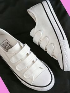 รองเท้าผ้าใบแฟชั่น สไตล์สปอร์ต รองเท้าผ้าใบ รองเท้าแฟชั่น รองเท้าผ้าใบผู้หญิง รองเท้าลําลองไม่เจ็บเท้า เวลโคร