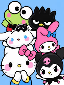 Bandai | Oil Painting Kawaii Cartoon Sanrio By Numbers Wall Decor for Living Room Bedroom Home Decor Gift No Frame
