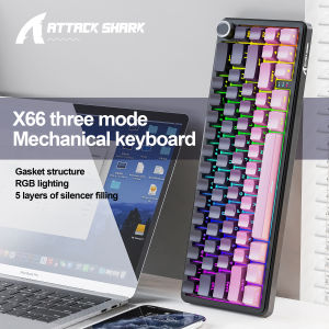 ATTACK SHARK | Attack Shark X66 Mechanical Gamer Gaming Keyboard Three-mode RGB Programmable Custom Mechanical Keyboard