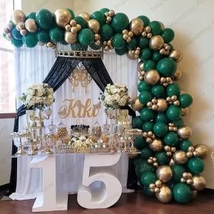 PT129 DEEP GREEN & GOLD Balloons DIY Arch Garland Kit – Perfect for Wedding & Birthday Party Decor