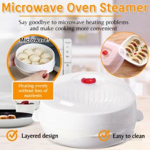 Microwave Oven Steamer Practical Single Tier Eco-friendly Durable PP Steamed Buns Steaming Utensils With Lid Kitchen Cookware Food