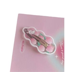 Cô Gái sinh viên ngọt ngào Hồng Trái Tim phim hoạt hình kẹp tóc ngắn mũ Kẹp Tóc Dễ Thương Thỏ Tulip cô gái ngọt ngào