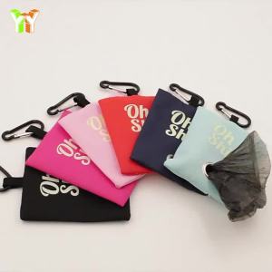 Portable Pet Waste Bag Holder Funny Quote Waterproof Canvas Poop Bag Dispenser with Clip for Dog Walking Hiking Travel