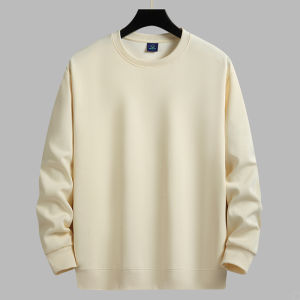 NASA Sweatshirt Mens Spring and Autumn round Neck Pure Color Winter Fleece-lined Thickened Thermal Bottoming Shirt Loose Casual Top