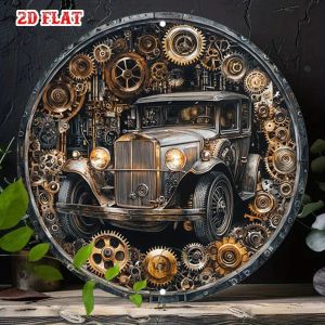 Rustic Steampunk Metal Wall Art Vehicle Gear Decor 2D Flat