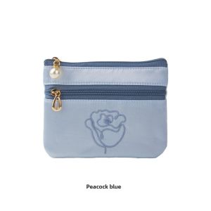 Coin Purse Womens Thin Mini Small Stylish and Portable Japanese Style Key Coin Card Holder Zipper Fabric Small Wallet