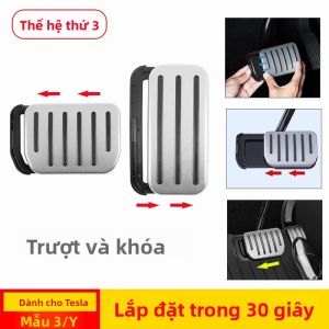 Ốp Bàn Đạp Ga Phanh Bằng Nhôm Cao Cấp Cho Tesla Model Y/M3 Highland Thế Hệ Thứ 3 Năm 2023-2025 Chống Trơn Trượt Phụ Kiện Trang Trí Xe Hơi