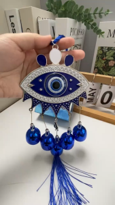 Blessed Evil Eye Wind Chime Wall Hanging Blue Eye Door Hanging Wind Bells Handcraft Protection Lucky Charm Off Negative Energy