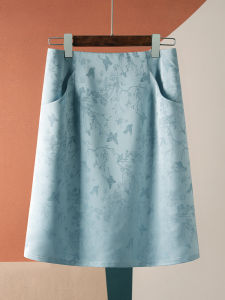 High Waist Slimming New Chinese Style A-Line Midi Skirt Womens Dark Pattern Embroidery Half Body Summer 2025 New Arrival