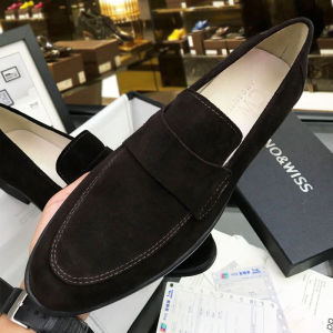 Mens Casual Loafers 2024 Spring Autumn New Style Genuine Leather Thick Bottom Brushed Surface Fashionable Slip-On Shoes