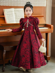 Princess Style Childrens Formal Dress Wedding Ceremony Piano Performance Host Girls Clothing Lightweight Luxury Chinese National Style
