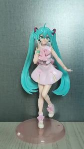 Bandai | New 21cm Anime Figure Hatsune Miku Pink Skirt Green Long Haired Girl Desktop Decoration Collection PVC Model Toys Kids Gifts