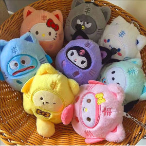 Sanrio Plush Doll Keychain Melody Cinnamoroll Pochacco Cute Key Ring Bag Pendant Gift Kids Toys Backpack Decoration