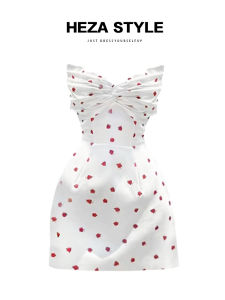 ชุดเดรสยาวแขนกุดผ้าซาตินพิมพ์ลายดอกกุหลาบสไตล์ฝรั่งเศส HEZA สำหรับผู้หญิงไซส์ใหญ่ ชุดราตรียาวเอวเข้ารูป ชุดเดรสฤดูร้อน