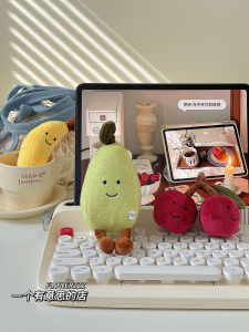 Fruit Shaped Plush Keychain Hanging Ornament Cherry Doll Earphone Vegetable Banana Lemon Fun Decorative Accessory Gift