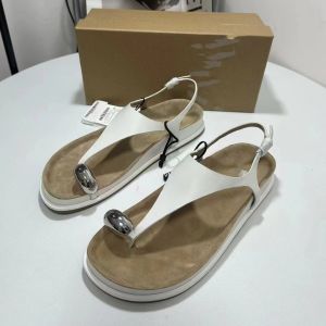 Summer New European and American Thick-soled Round Toe Shaped Bottom Angle Metal Buckle Glitter Fashion Sandals Women
