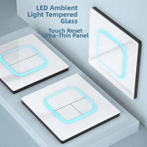 Ultra-thin White Tempered Glass Self-reset Switch and Socket Panel 86 Type