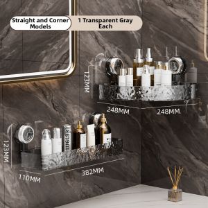 HALEXIONG | Suction Cup Wall Mount Bathroom Shelf No Drilling