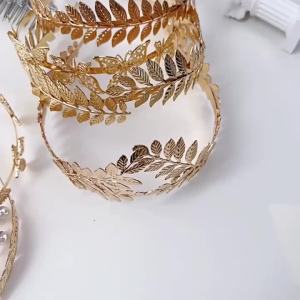 Retro Gold Leaf Headband Greek Goddess Crown Tiara Headpiece Wedding Hair Accessory Leafy Headdress Jewelry