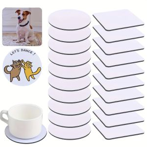 10 Pcs Sublimation Coasters Set – 5 Round & 5 Square Heat Transfer Blanks for DIY Custom Gifts & Bulk Crafting