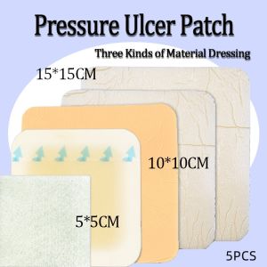 5PCS Alginate Wound Hydrocolloid Dressing Polyurethane Foam Dressing Highly Absorbent Medical Sterile Wound Ulcer Healing Patch