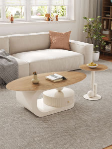 YIZUO | Creative Design Small Living Room Coffee Table Oval Shaped Stone Panel