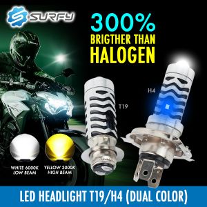 Motorcycle Headlight Hallogen Dual Bulb With Blue Parklight Hi/Low T19 H4 H6