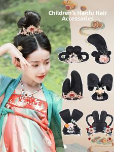 Childrens Hanfu Headwear Ancient Costume Wig Integrated Female Classical Hairstyle 2025 New Style Hair Accessories Classical Dance