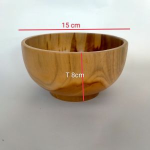 mangkuk kayu jati diameter 14 cm kwalitas premium