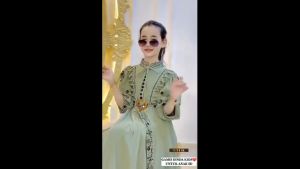 Gamis Anak Cewek Umur 7 - 10 Tahun Dinda Kids Ceruty Babydoll Aplikasi Bordir L XL Dress Muslimah Anak Perempuan Kekinian Ootd Kondangan Warna Hitam Mocca Putih Sage