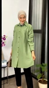 ALYNA Tunik polo linen Kancing Belakang Variasi | Termurah Dan Terbaru
